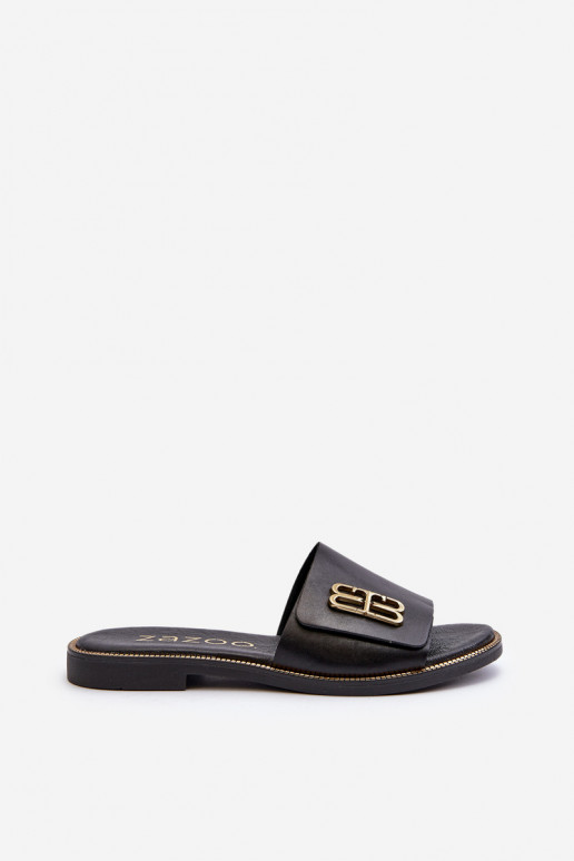 Zazoo 40384 eleganti ādas sieviešu čības melnā krāsā