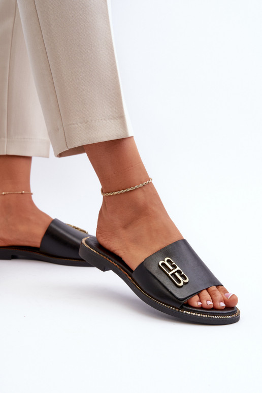 Zazoo 40384 eleganti ādas sieviešu čības melnā krāsā