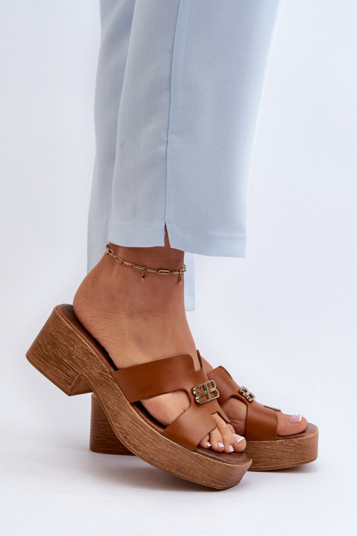 Zazoo 40412   Eleganta stila sieviešu čības  brūnas krāsas