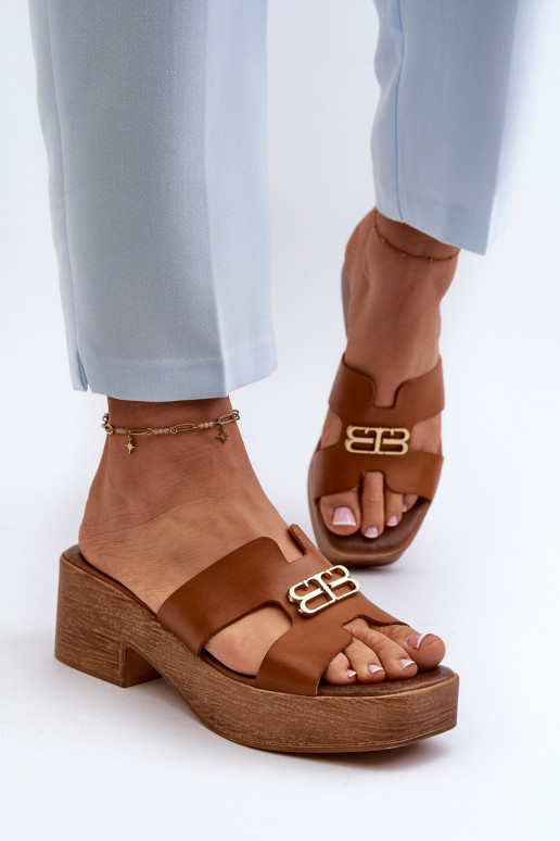 Zazoo 40412   Eleganta stila sieviešu čības  brūnas krāsas