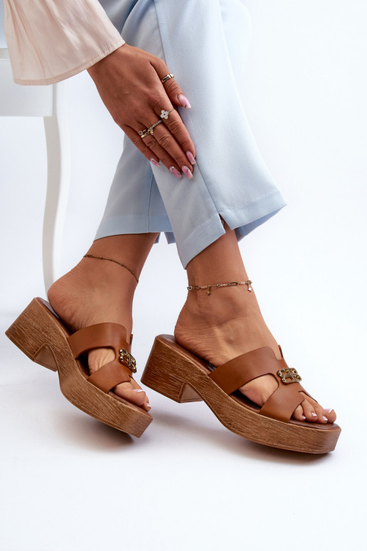 Zazoo 40412   Eleganta stila sieviešu čības  brūnas krāsas