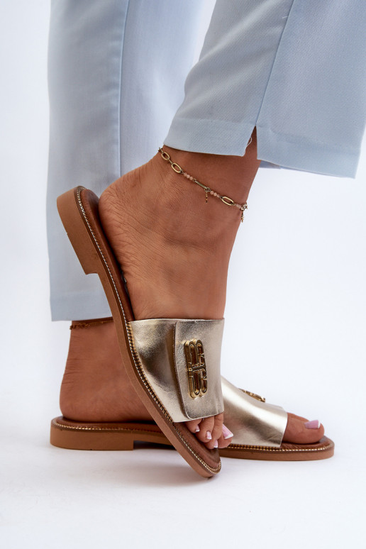 Zazoo 40384 eleganta stila odiniskas sieviešu čības zelta krāsā