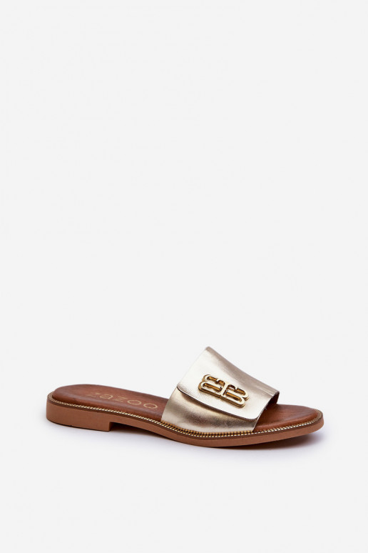 Zazoo 40384 eleganta stila odiniskas sieviešu čības zelta krāsā