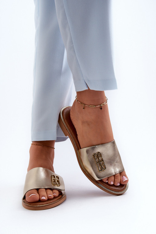 Zazoo 40384 eleganta stila odiniskas sieviešu čības zelta krāsā