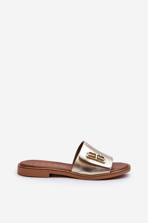 Zazoo 40384 eleganta stila odiniskas sieviešu čības zelta krāsā