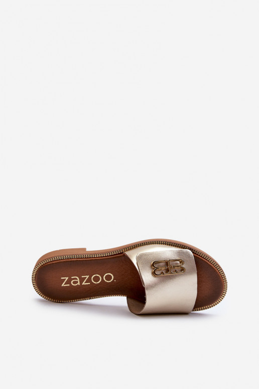 Zazoo 40384 eleganta stila odiniskas sieviešu čības zelta krāsā
