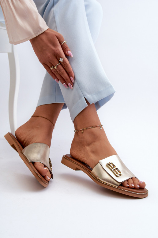 Zazoo 40384 eleganta stila odiniskas sieviešu čības zelta krāsā