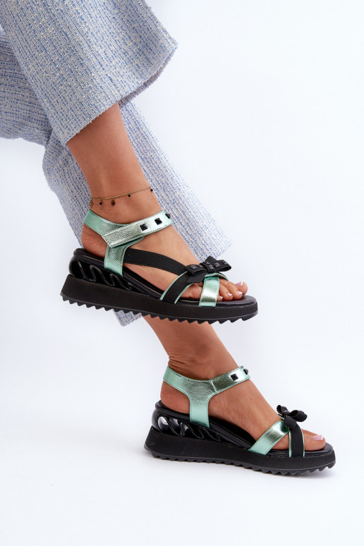 Sieviešu basenes ar bantītēm D&A CR956 Zaļas krāsas