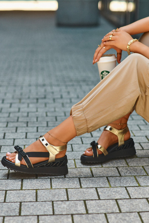 Sieviešu basenes ar bantītēm D&A CR956 Zelta krāsas