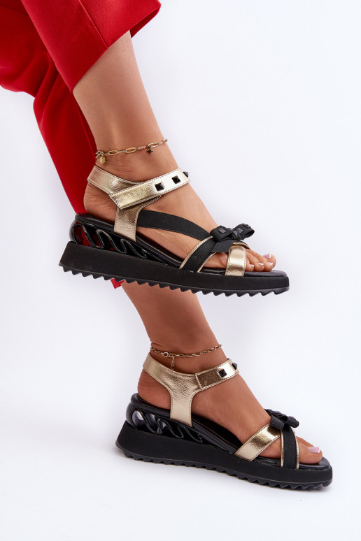 Sieviešu basenes ar bantītēm D&A CR956 Zelta krāsas