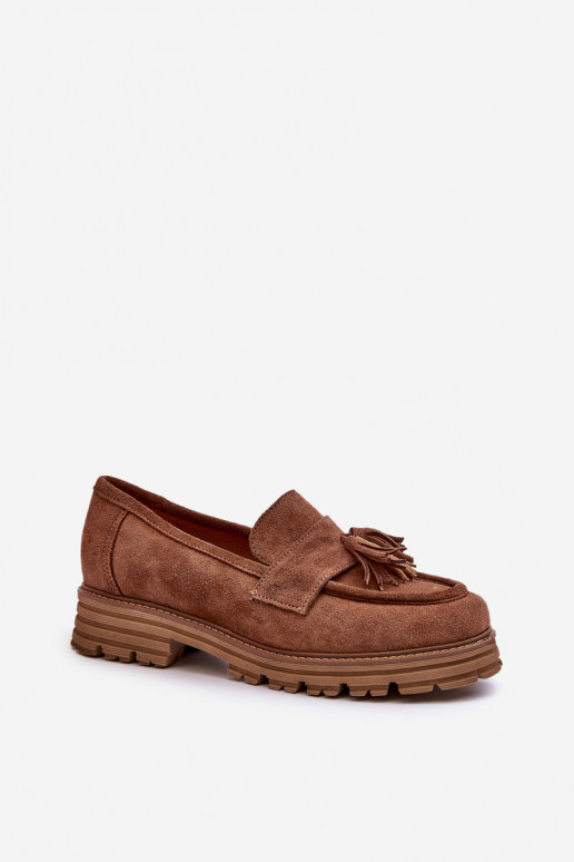 Zazoo 3469 Zamšādas mokasīni  ar bārkstīm brūnas krāsas Zazoo 3469 Zamšādas mokasīni  ar bārkstīm brūnas krāsas