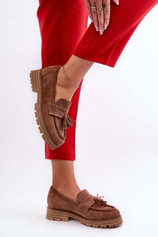 Zazoo 3469 Zamšādas mokasīni  ar bārkstīm brūnas krāsas Zazoo 3469 Zamšādas mokasīni  ar bārkstīm brūnas krāsas