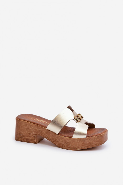 Zazoo 40412   Eleganta stila sieviešu čības ar ornamentiem Zelta krāsas