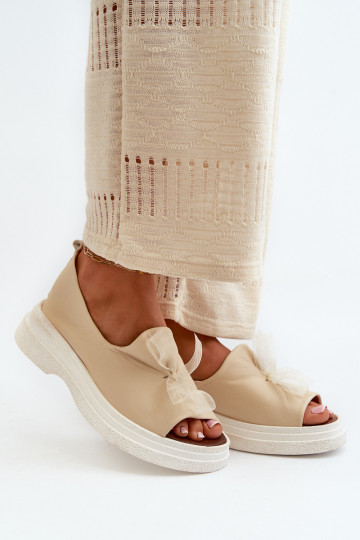 Zazoo 2939 Sieviešu basenes   ar bantītēm Ziloņkaula krāsas 2