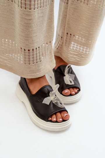 Zazoo 2939 Sieviešu basenes   ar bantītēm Melns