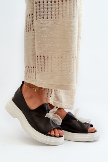 Zazoo 2939 Sieviešu basenes   ar bantītēm Melns 2