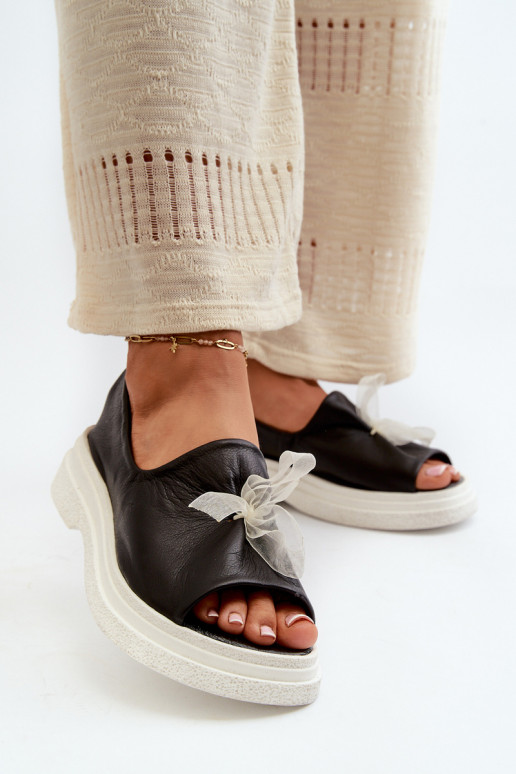 Zazoo 2939 Sieviešu basenes   ar bantītēm Melns Zazoo 2939 Sieviešu basenes   ar bantītēm Melns