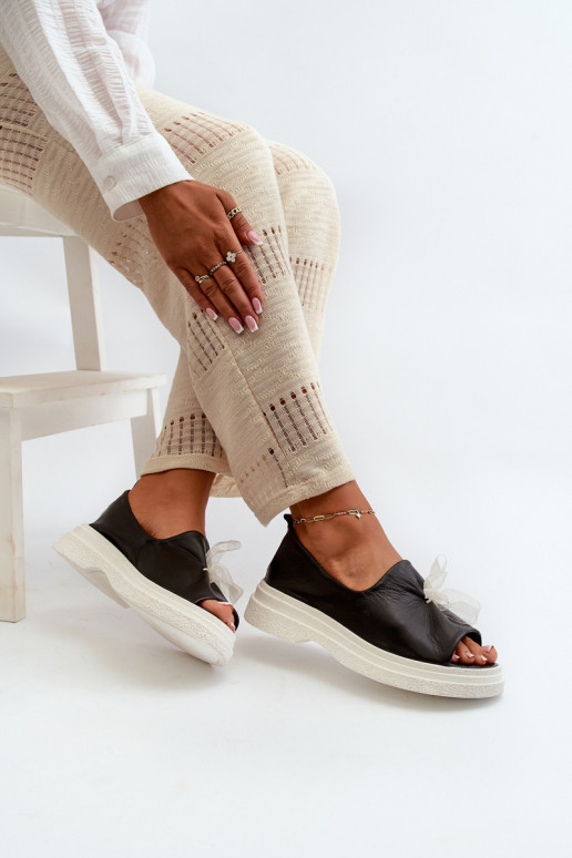 Zazoo 2939 Sieviešu basenes   ar bantītēm Melns Zazoo 2939 Sieviešu basenes   ar bantītēm Melns