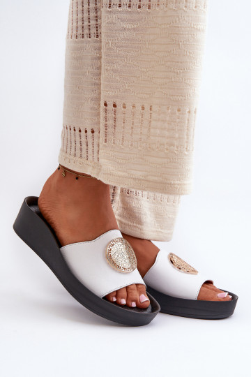 Zazoo 2920 Čibas no dabīgas ādas   Ze Zelta krāsasm Detalem baltas krāsas 2