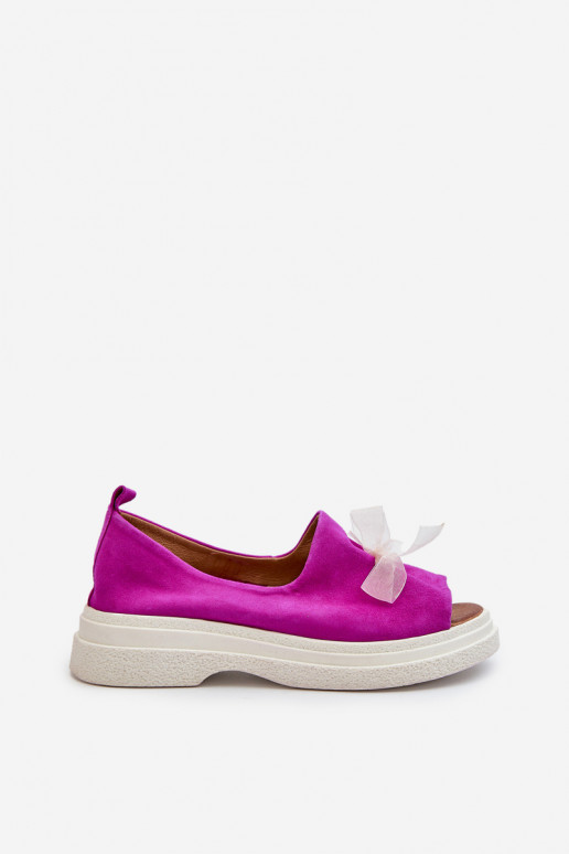 Zazoo 2939 Zamšādas basenes ar bantītēm rozā krāsas Zazoo 2939 Zamšādas basenes ar bantītēm rozā krāsas