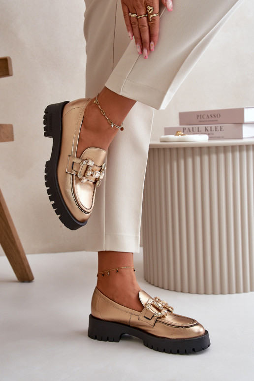 Mokasīni ar ornamentiem CheBello 4369 Zelta krāsas    Mokasīni ar ornamentiem CheBello 4369 Zelta krāsas