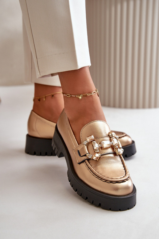 Mokasīni ar ornamentiem CheBello 4369 Zelta krāsas    Mokasīni ar ornamentiem CheBello 4369 Zelta krāsas