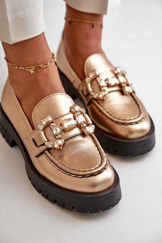 Mokasīni ar ornamentiem CheBello 4369 Zelta krāsas    Mokasīni ar ornamentiem CheBello 4369 Zelta krāsas