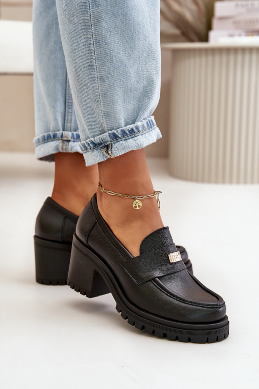 Zazoo 20168 Eleganta stila apavi  ar papēdi Dabīgas ādas Melns Zazoo 20168 Eleganta stila apavi  ar papēdi Dabīgas ādas Melns