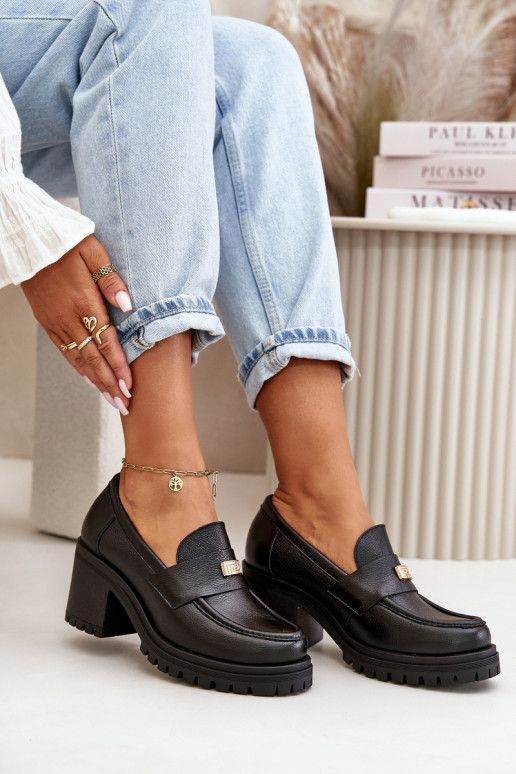 Zazoo 20168 Eleganta stila apavi  ar papēdi Dabīgas ādas Melns Zazoo 20168 Eleganta stila apavi  ar papēdi Dabīgas ādas Melns