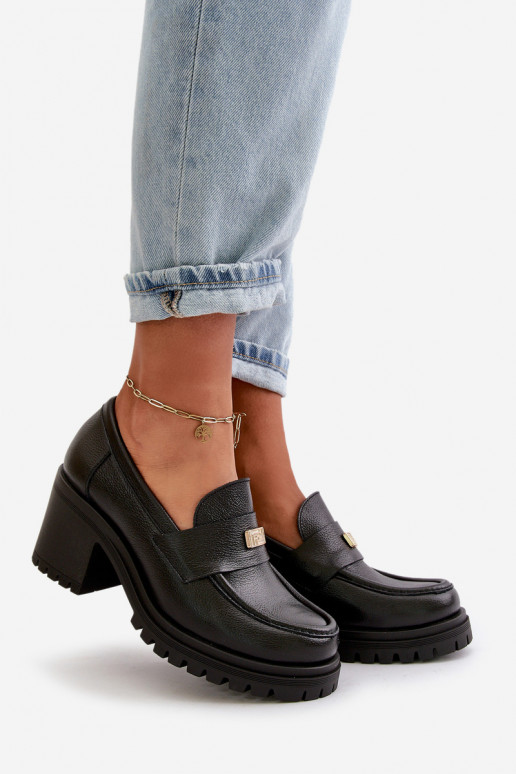 Zazoo 20168 Eleganta stila apavi  ar papēdi Dabīgas ādas Melns Zazoo 20168 Eleganta stila apavi  ar papēdi Dabīgas ādas Melns