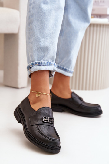 Zazoo 20174   Eleganta stila apavi  ar platiem papēžiem Melns