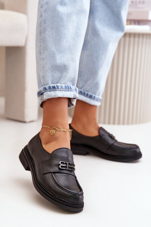 Zazoo 20174   Eleganta stila apavi  ar platiem papēžiem Melns Zazoo 20174   Eleganta stila apavi  ar platiem papēžiem Melns