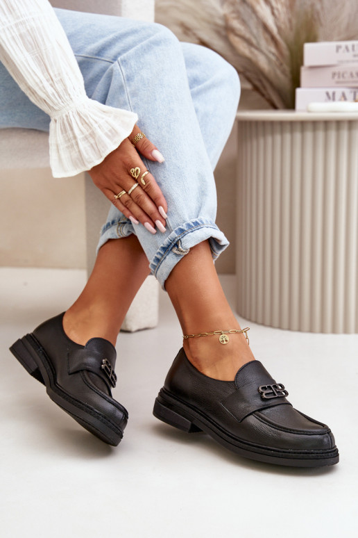 Zazoo 20174   Eleganta stila apavi  ar platiem papēžiem Melns Zazoo 20174   Eleganta stila apavi  ar platiem papēžiem Melns