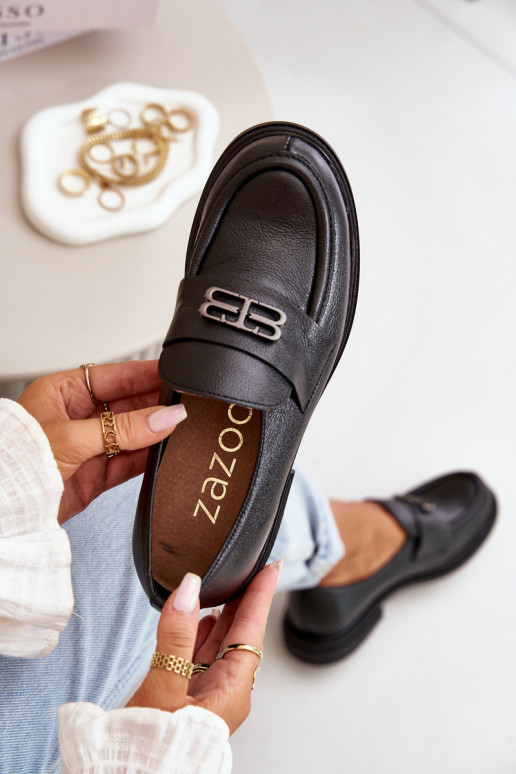 Zazoo 20174   Eleganta stila apavi  ar platiem papēžiem Melns Zazoo 20174   Eleganta stila apavi  ar platiem papēžiem Melns