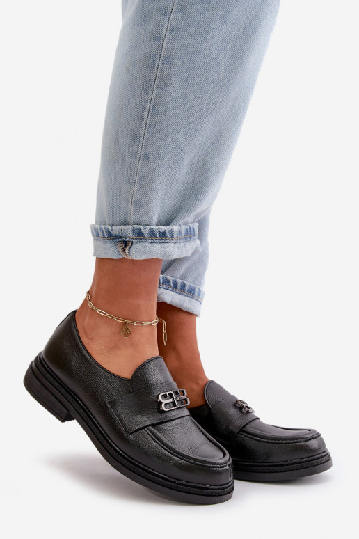 Zazoo 20174   Eleganta stila apavi  ar platiem papēžiem Melns Zazoo 20174   Eleganta stila apavi  ar platiem papēžiem Melns