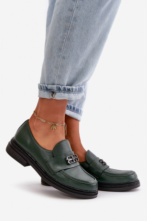 Zazoo 20174   Eleganta stila apavi  ar platiem papēžiem haki krāsas Zazoo 20174   Eleganta stila apavi  ar platiem papēžiem haki krāsas