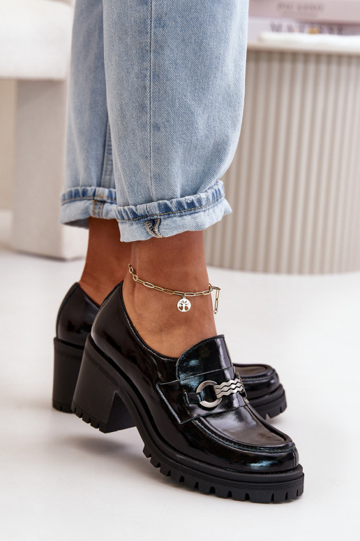 Zazoo 20175 Laque apavi  ar papēdi Dabīgas ādas Melns Zazoo 20175 Laque apavi  ar papēdi Dabīgas ādas Melns