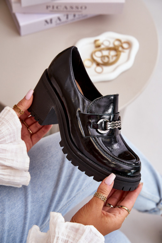 Zazoo 20175 Laque apavi  ar papēdi Dabīgas ādas Melns Zazoo 20175 Laque apavi  ar papēdi Dabīgas ādas Melns