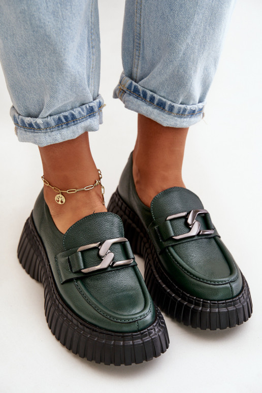 Zazoo 20176 apavi sieviešu mokasīni no dabīgas ādas haki krāsas Zazoo 20176 apavi sieviešu mokasīni no dabīgas ādas haki krāsas