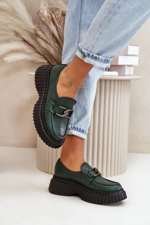 Zazoo 20176 apavi sieviešu mokasīni no dabīgas ādas haki krāsas Zazoo 20176 apavi sieviešu mokasīni no dabīgas ādas haki krāsas