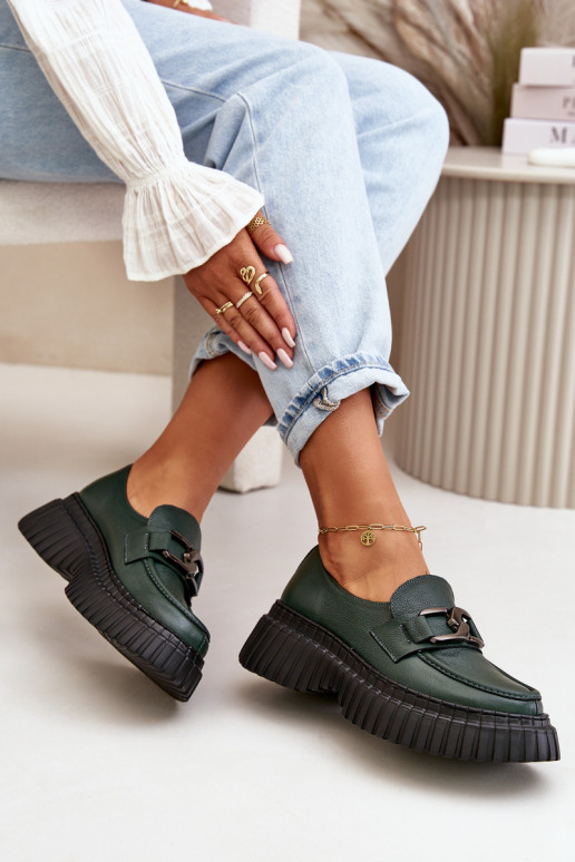 Zazoo 20176 apavi sieviešu mokasīni no dabīgas ādas haki krāsas Zazoo 20176 apavi sieviešu mokasīni no dabīgas ādas haki krāsas