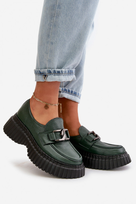 Zazoo 20176 apavi sieviešu mokasīni no dabīgas ādas haki krāsas Zazoo 20176 apavi sieviešu mokasīni no dabīgas ādas haki krāsas