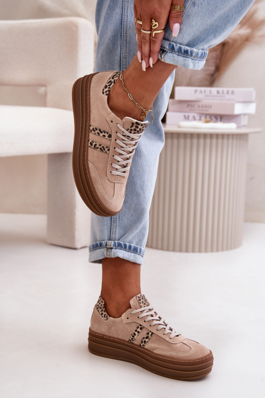 Zazoo N1068S4  modeļa apavi ar platformu ar leoparda kažokādas rakstu Rozā krāsas