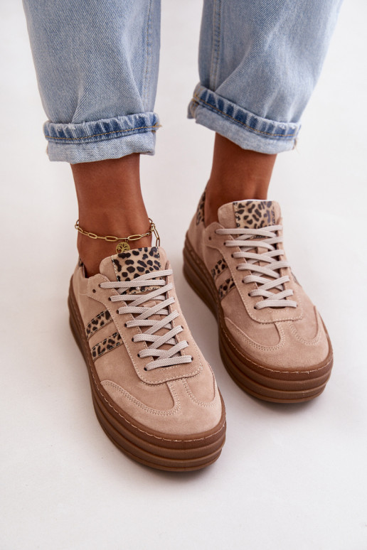 Zazoo N1068S4  modeļa apavi ar platformu ar leoparda kažokādas rakstu Rozā krāsas
