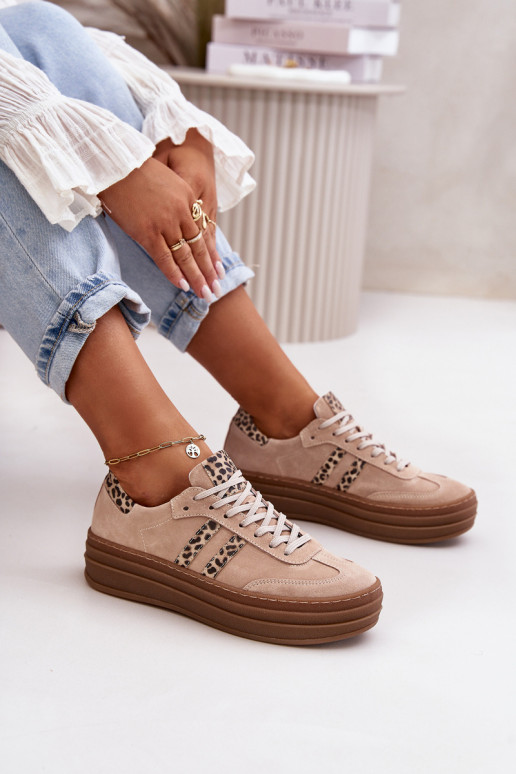 Zazoo N1068S4  modeļa apavi ar platformu ar leoparda kažokādas rakstu Rozā krāsas