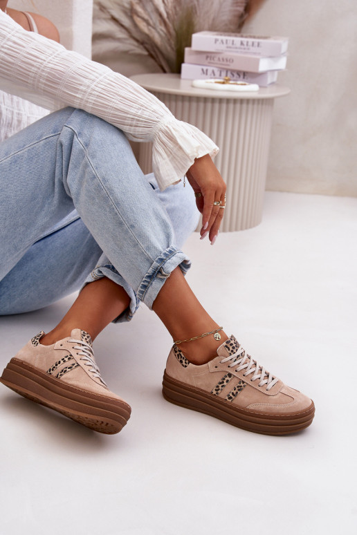 Zazoo N1068S4  modeļa apavi ar platformu ar leoparda kažokādas rakstu Rozā krāsas