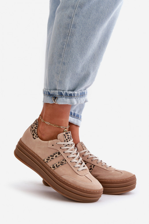 Zazoo N1068S4  modeļa apavi ar platformu ar leoparda kažokādas rakstu Rozā krāsas