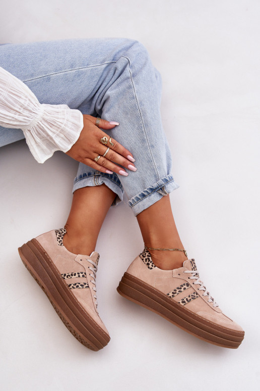 Zazoo N1068S4  modeļa apavi ar platformu ar leoparda kažokādas rakstu Rozā krāsas