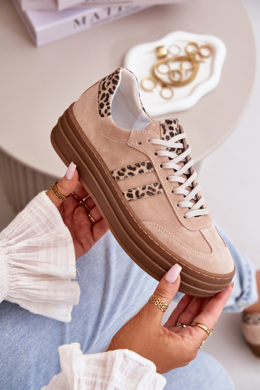 Zazoo N1068S4  modeļa apavi ar platformu ar leoparda kažokādas rakstu Rozā krāsas