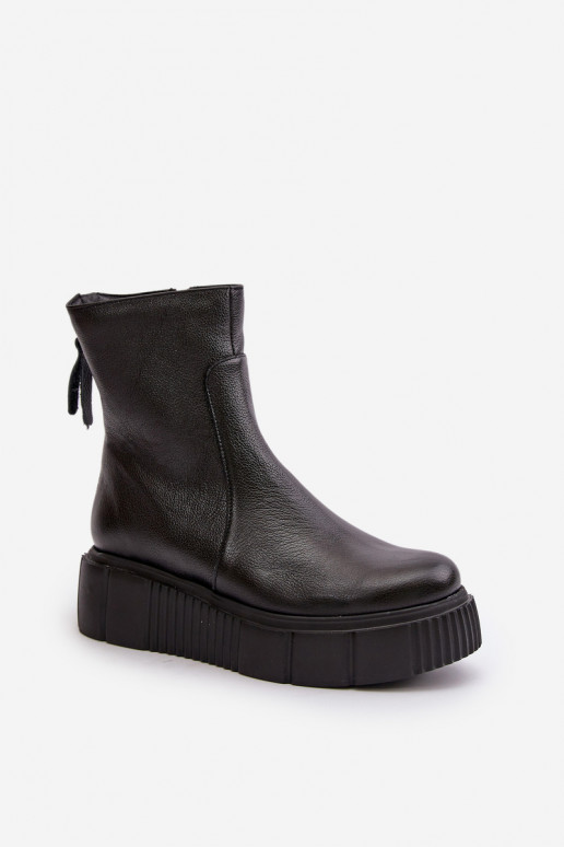 Zazoo 60369 Sieviešu puszābaki no dabīgas ādas ar platformu Melns